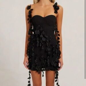 Chic Black Embellished Mini Dress